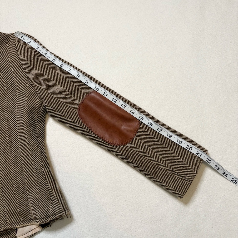 Bob Marley Wool Herringbone Blazer with Brown Leather Accents sz 4 - Picture 15 of 15